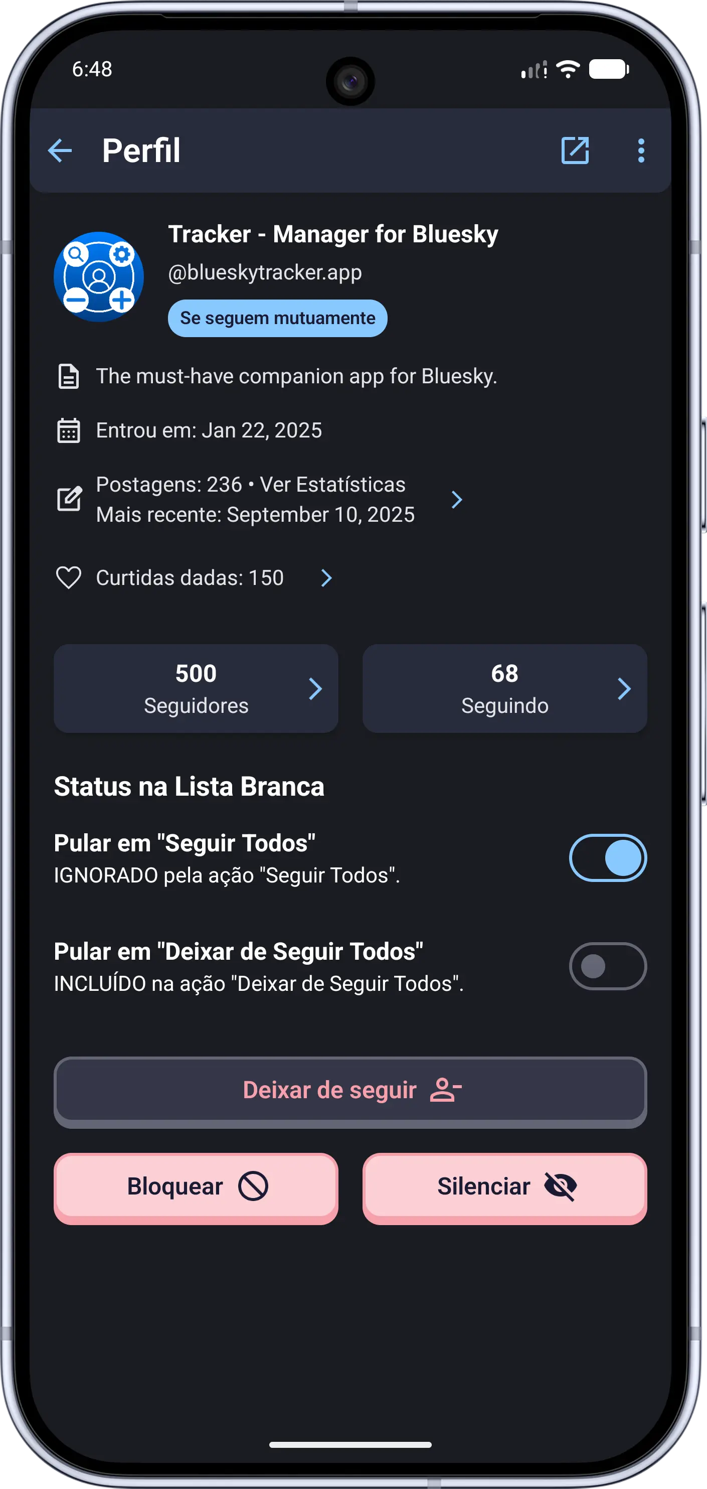 Captura de tela do app Bluesky 4
