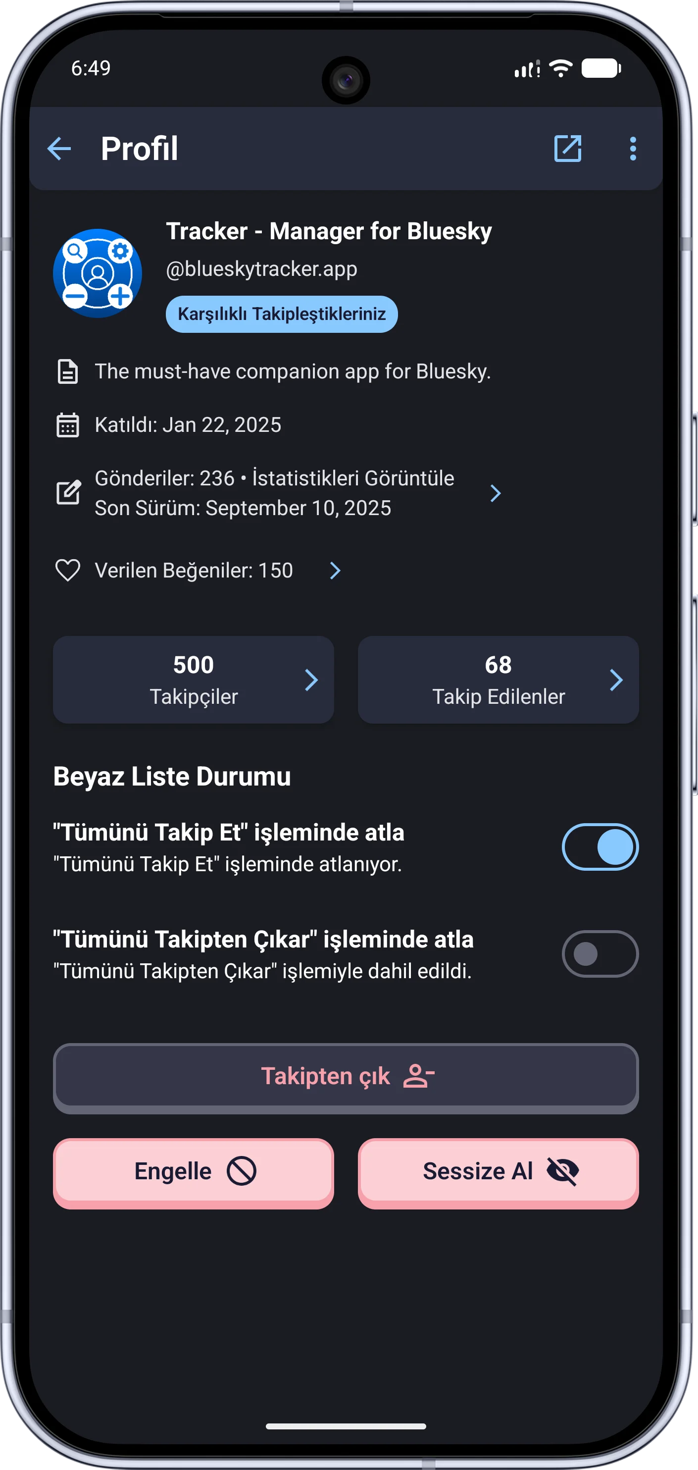 Bluesky uygulamasi ekran goruntusu 4